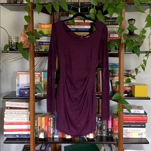 Perfect for NYE!  Express sparkly purple ruched sweater dress
